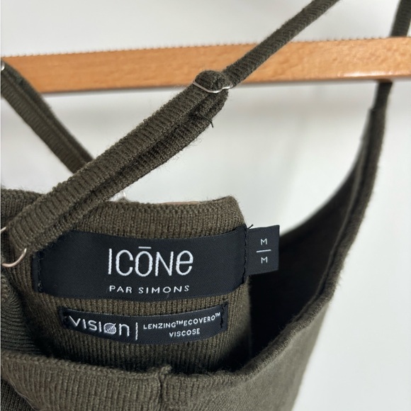 BNWOT. Ribbed-knit cropped cami in dark khaki green. - Picture 3 of 10